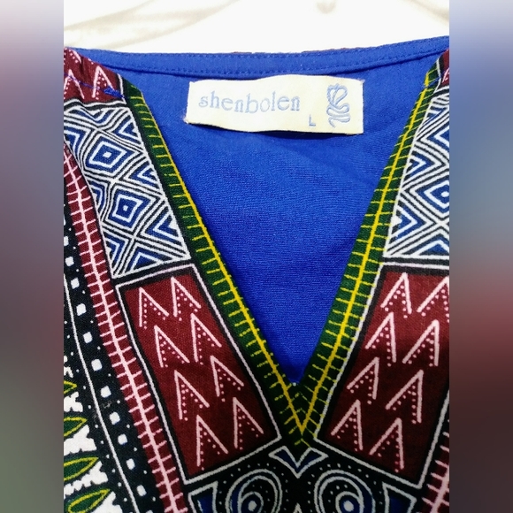 Shenbolen African Print Dashiki Top L - Picture 3 of 4